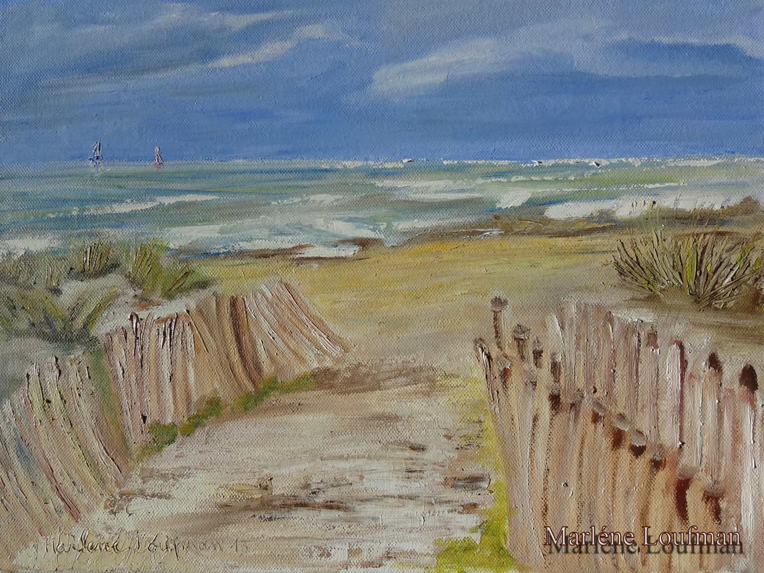 N&deg; 3 - tableau fait main Marl&egrave;ne Loufman plage et des Landes 