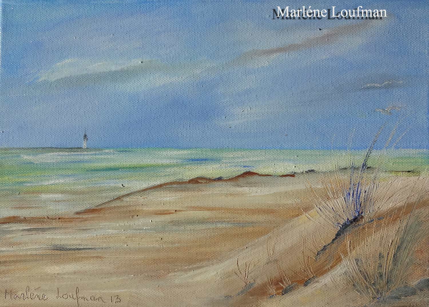 N&deg; 5 - Paysage de mer du Nord avec phare au loin de Loufman Marl&egrave;ne 