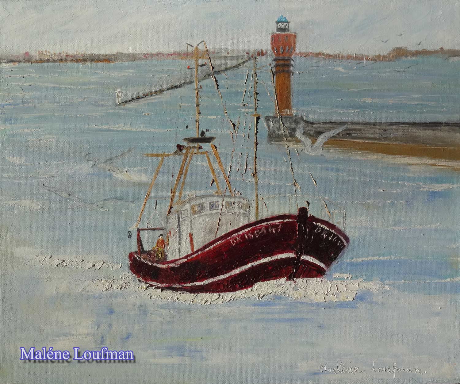 N&deg; 11 - Peinture de chalutier rentrant au port en Atlantique de Marl&egrave;ne Loufman 